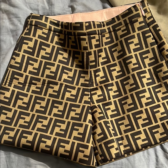 Fendi Gold and Black Monogram Shorts